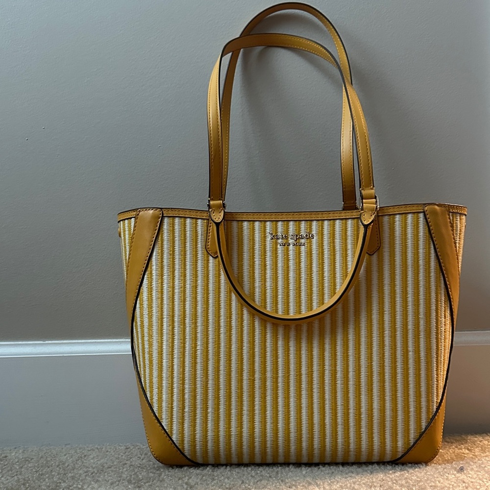 Kate Spade Yellow and White Striped Tote